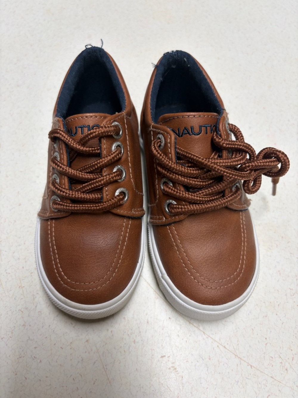 Nautica Brown Lace-Up Boat Sneakers with White Soles